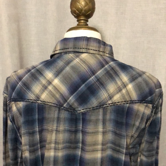 EUC Rare Vintage Brand ButtonUp Shirt-Sz XL-Cotton-Western Vibes-Blue Tones - Picture 8 of 15